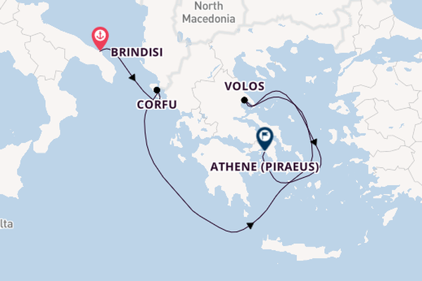 Oostelijke Middellandse Zee vanaf Brindisi, Italië met de EXPLORA II