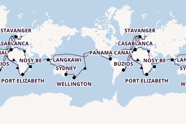Round-the-World Trip from Fort Lauderdale (Port Everglades), Florida, USA with the Viking Sky