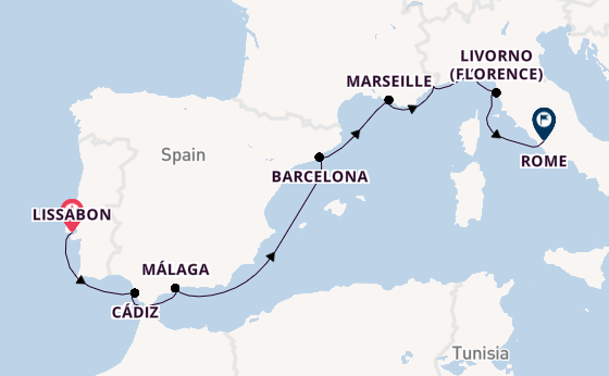 Westelijke Middellandse Zee vanaf Lissabon, Portugal met de Silver Nova