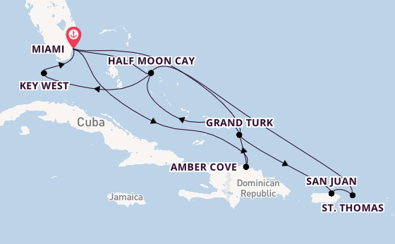 Caribbean vanaf Miami, Verenigde Staten met de Zuiderdam
