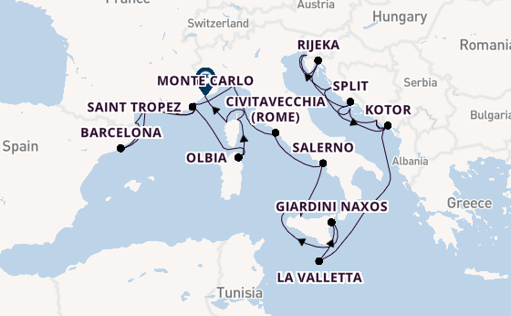 Middellandse Zee vanaf Dubrovnik, Kroatië met de Seabourn Ovation