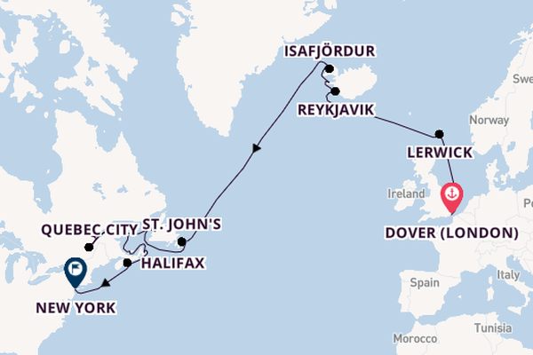 Transatlantic & Repositioning from Dover (London), England, United Kingdom with the Crown Princess