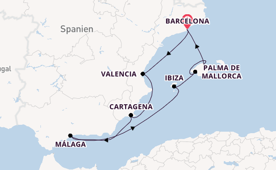 Westliches Mittelmeer ab Barcelona, Spanien auf der Silver Ray