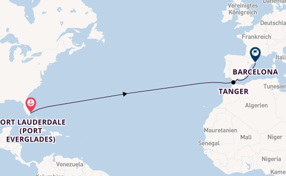 Transatlantik ab Fort Lauderdale (Port Everglades), USA auf der Nieuw Amsterdam