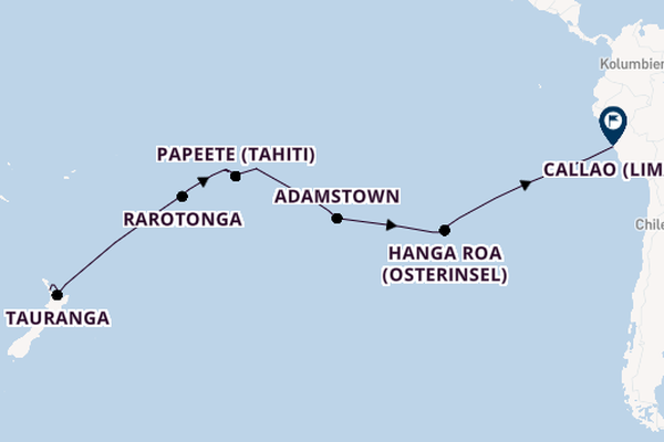 Transpazifik ab Auckland, Neuseeland auf der Amera