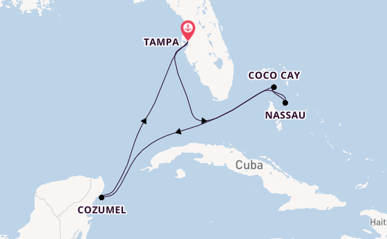 Caribbean from Tampa, Florida, USA with the Enchantment of the Seas