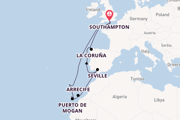 Canary Islands from Southampton, England with the Britannia 