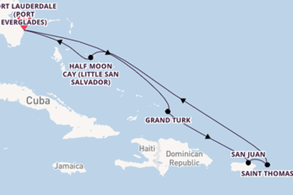 Caribbean from Fort Lauderdale (Port Everglades), Florida with the Koningsdam