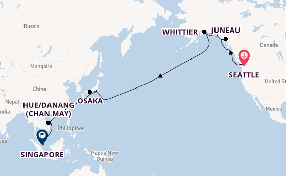 Transpacifisch vanaf Seattle, Verenigde Staten met de Royal Princess