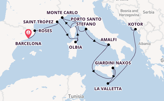 Westelijke Middellandse Zee vanaf Barcelona, Spanje met de Seabourn Ovation