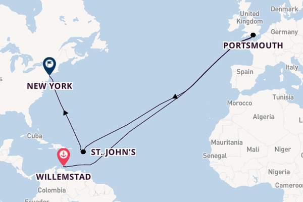 Transatlantic from Willemstad, Curaçao, Netherlands Antilles with the MS EUROPA 2