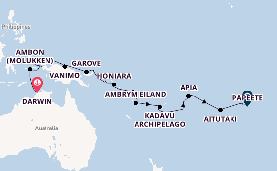 Polynesië vanaf Darwin, Australië met de Seabourn Pursuit