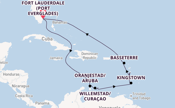 Southern Caribbean from Fort Lauderdale (Port Everglades), Florida, USA with the Celebrity Eclipse