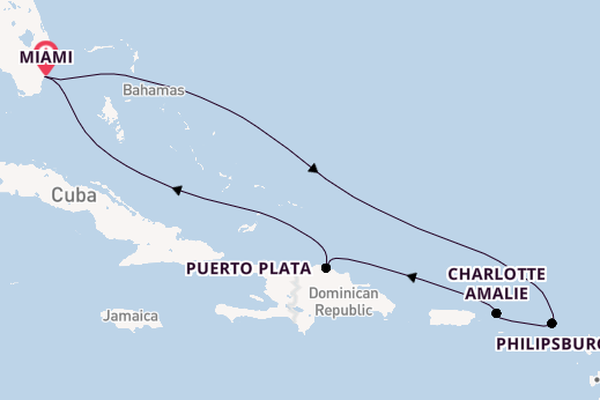 Caribbean from Miami, Florida, USA with the Allure of the Seas