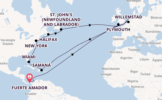 Transatlantik ab Fuerte Amador, Panama auf der Artania