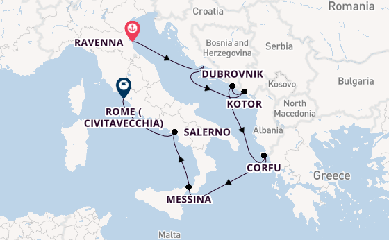 Mediterranean Sea from Ravenna, Italy with the Norwegian Gem