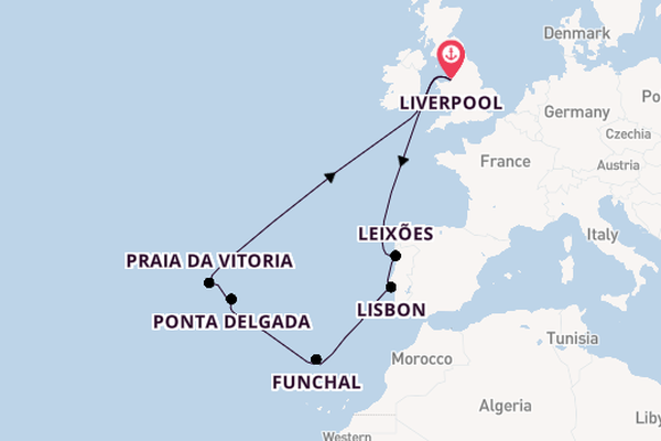 Portugal from Liverpool, England with the Borealis