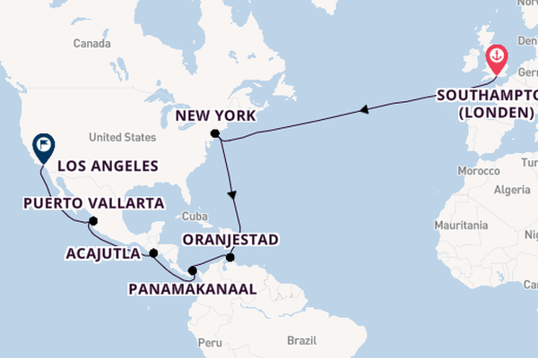 trans-Atlantisch vanaf Southampton (Londen), Engeland met de Queen Victoria