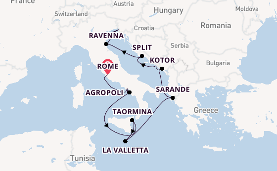 Middellandse Zee vanaf Rome, Italië met de Silver Spirit