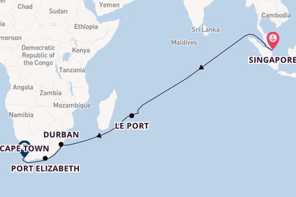 South Africa from Singapore, Singapore with the Queen Victoria