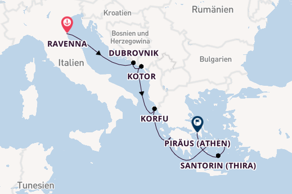 Östliches Mittelmeer ab Ravenna, Italien auf der Norwegian Pearl