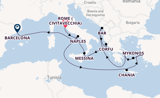 Mediterranean Sea from Rome (Civitavecchia), Italy with the Sun Princess