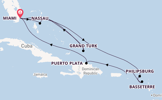 Caribbean vanaf Miami, Verenigde Staten met de MSC Seashore