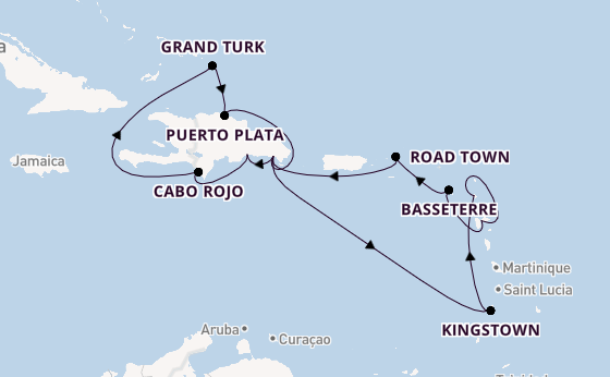 Caribbean vanaf La Romana, Dominicaanse Republiek met de Costa Fascinosa