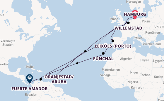 Transatlantik ab Hamburg auf der Amadea