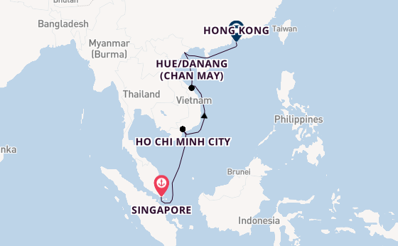 South East Asia from Singapore, Singapore with the Silver Muse
