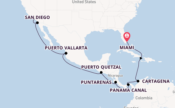 Central America from Miami, Florida, USA with the Silver Dawn