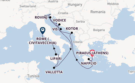 Mediterranean from Piraeus (Athens), Greece with the Seabourn Ovation 