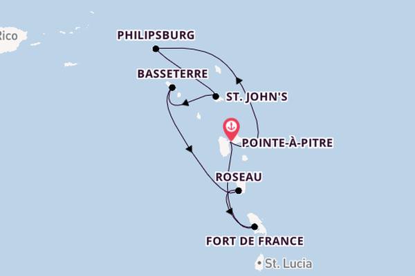 Südliche Karibik ab Pointe-à-Pitre, Guadeloupe auf der MSC World Asia