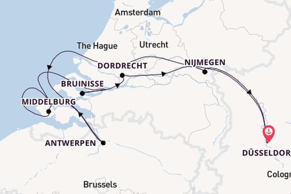 Rhein ab Düsseldorf, Deutschland auf der MS VIVA TIARA