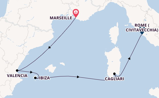 Western Mediterranean from Marseille, France with the MSC Musica