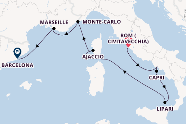 Westliches Mittelmeer ab Rom (Civitavecchia), Italien auf der EXPLORA I