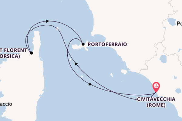 Westelijke Middellandse Zee vanaf Civitavecchia (Rome), Italië met de Royal Clipper
