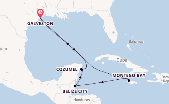 Western Caribbean from Galveston, Texas with the Carnival Sunshine