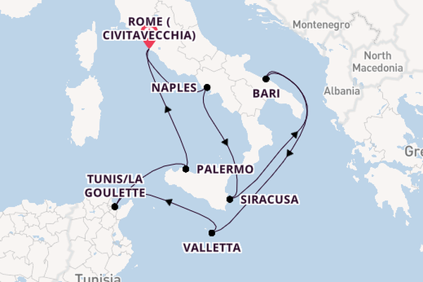 Western Mediterranean from Rome (Civitavecchia), Italy with the EXPLORA II