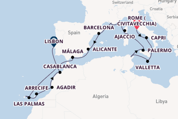 Sailing with Oceania Cruises from Rome (Civitavecchia) to Lisbon