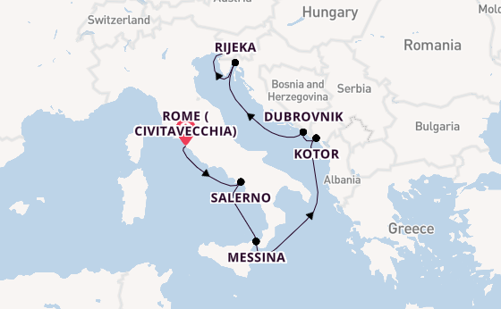Mediterranean Sea from Rome (Civitavecchia), Italy with the Seven Seas Prestige