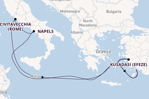Oostelijke Middellandse Zee vanaf Marmaris, Turkije met de MSC Divina