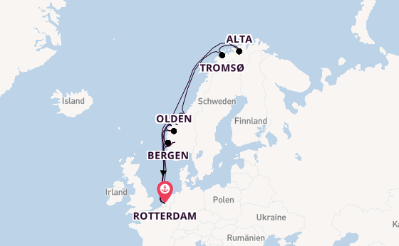 Norwegen ab Rotterdam, Niederlande auf der Nieuw Statendam