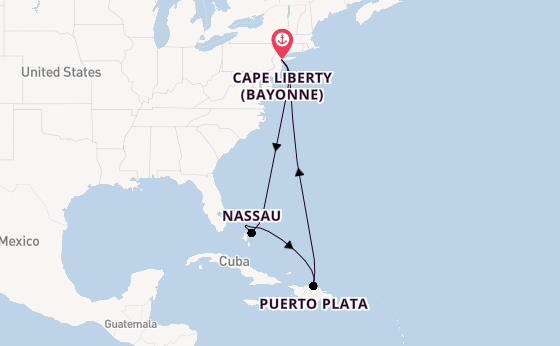 Caribbean from Cape Liberty (Bayonne), New Jersey, USA with the Oasis of the Seas