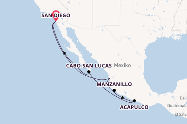 Mexikanische Riviera ab San Diego, USA auf der Koningsdam