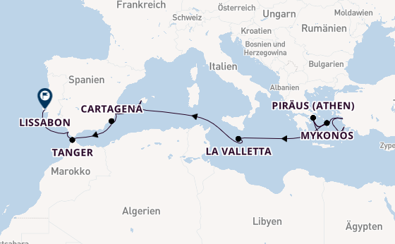 Mittelmeer ab Piräus (Athen), Griechenland auf der Nieuw Statendam