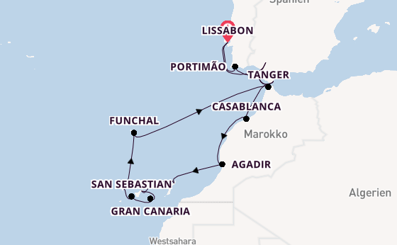 Kanarische Inseln ab Lissabon, Portugal auf der Azamara Journey