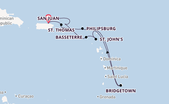 Caribbean vanaf San Juan, Puerto Rico met de Norwegian Prima