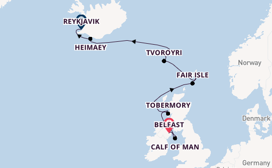 British Isles from Belfast, Northern Ireland, United Kingdom with the Seabourn Pursuit