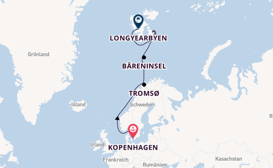 Norwegen ab Kopenhagen, Dänemark auf der Silver Endeavour